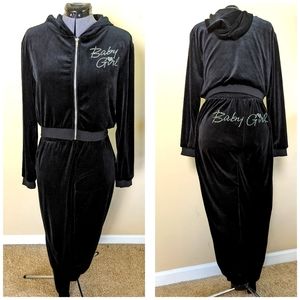 Y2K Baby Girl Rhinestone Velour Tracksuit